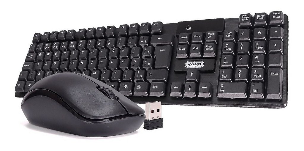 Kit Teclado e Mouse Sem Fio Knup KP-2063 2.4GHz USB ABNT2 Preto