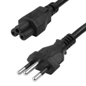 Cabo de Força Tripolar para Fonte de Notebook 1,2m Padrão Brasileiro 2P+T NBR 14136 Conector IEC C5