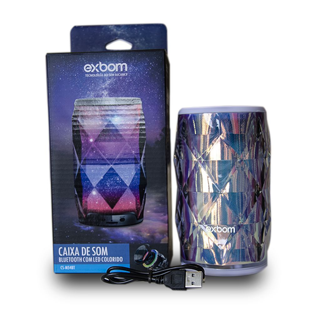 Caixa de Som Bluetooth Exbom CS-M54BT 8W com LED RGB, Microfone, Rádio FM, USB e SD - Imagem 5