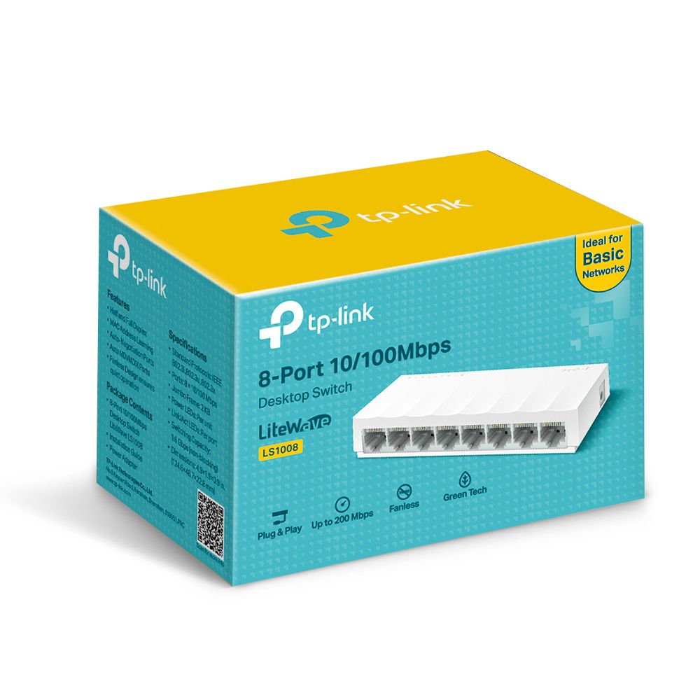 Switch de Mesa TP-Link LS1008 8 Portas 10/100Mbps Fast Ethernet Plug and Play - Imagem 3
