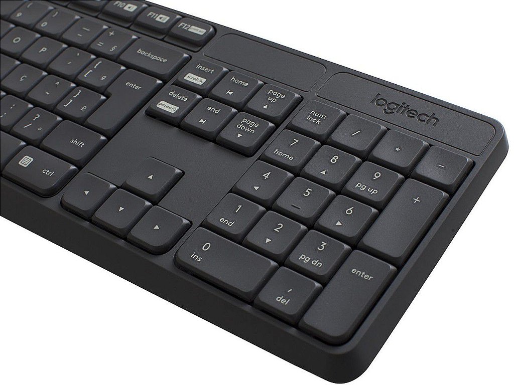 Kit Teclado e Mouse Sem Fio Logitech MK235 Conexão USB Layout ABNT2 1000 DPI Cinza - Imagem 2