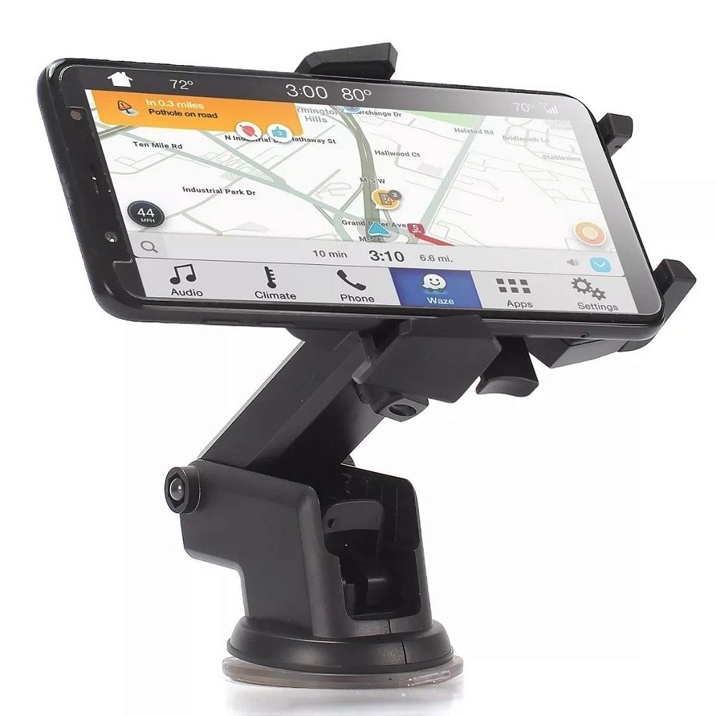 Suporte Veicular para Celular e GPS Exbom SP-72 com Trava Automática Ventosa Haste Retrátil Rotação 360º - Imagem 2