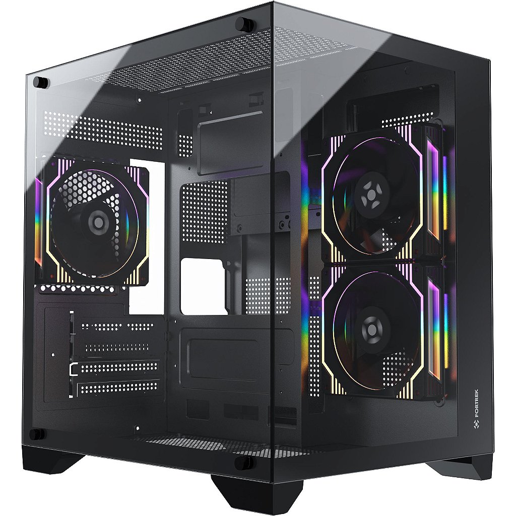 Gabinete Gamer Fortrek Clarity Black Mid Tower Aquário Vidro Temperado Suporte Micro ATX/ITX USB 3.0 - Imagem 3