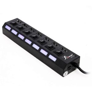 Hub USB 2.0 Knup HB-T57 com 7 Portas, Interruptor Individual Liga/Desliga e LED Indicador - Expansão de Conectividade