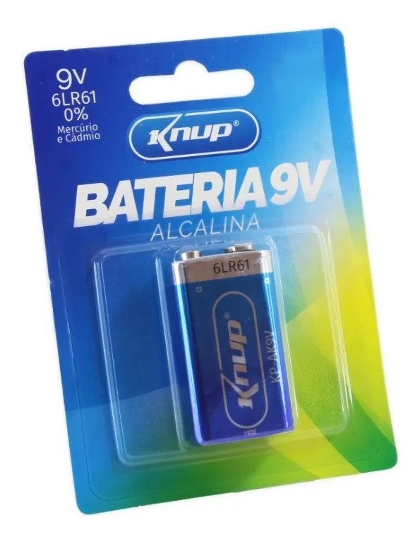 Bateria 9V Alcalina Knup KP-AK9V Não Recarregável Padrão 6LR61