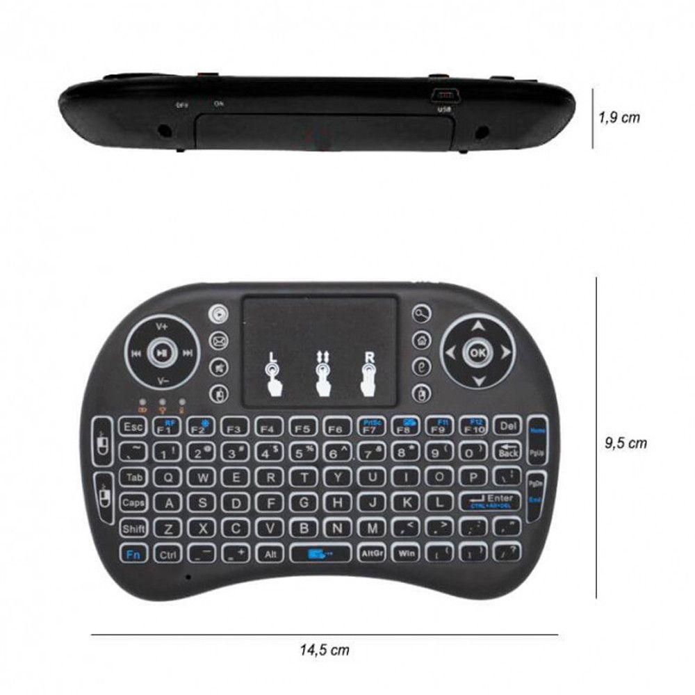Mini Teclado Wireless Exbom BK-BTi8LED 2.4GHz com Air Mouse Touchpad e LED Iluminado para Smart TV PC Android - Imagem 3