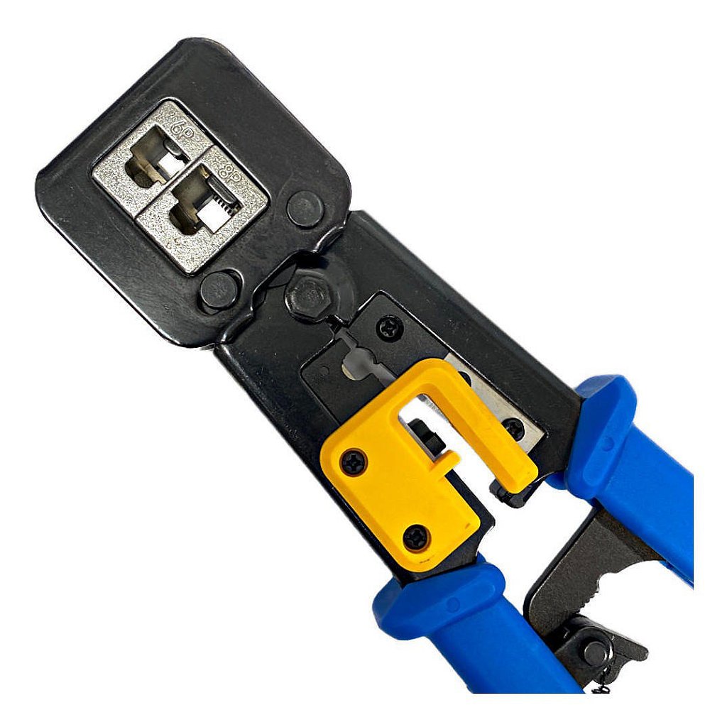 Alicate de Crimpar EXBOM FRM-ACN205 para Conector de Passagem EZ Crimp RJ45 RJ12 RJ11 com Cortador e Desencapador - Imagem 5