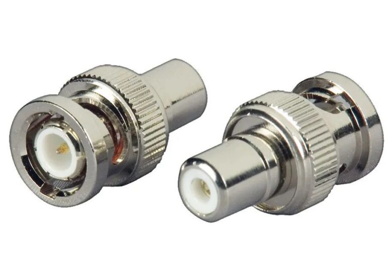 Adaptador Conector BNC Macho para RCA Fêmea Metálico para Cabo Coaxial RG59 RG6 CFTV