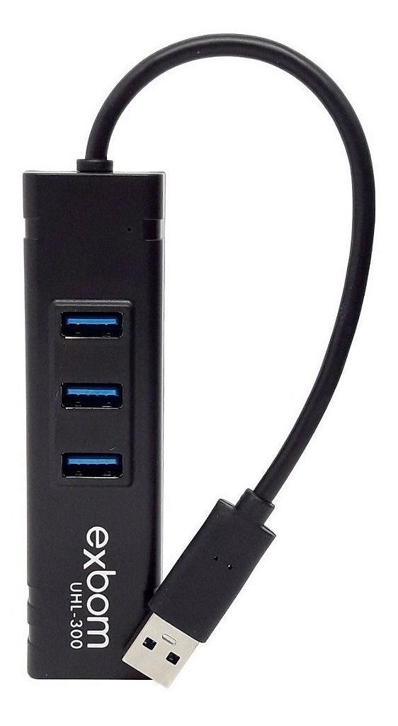 Adaptador de Rede USB 3.0 para RJ45 Gigabit 10/100/1000Mbps com Hub 3 Portas USB 3.0 Exbom UHL-300 - Imagem 2