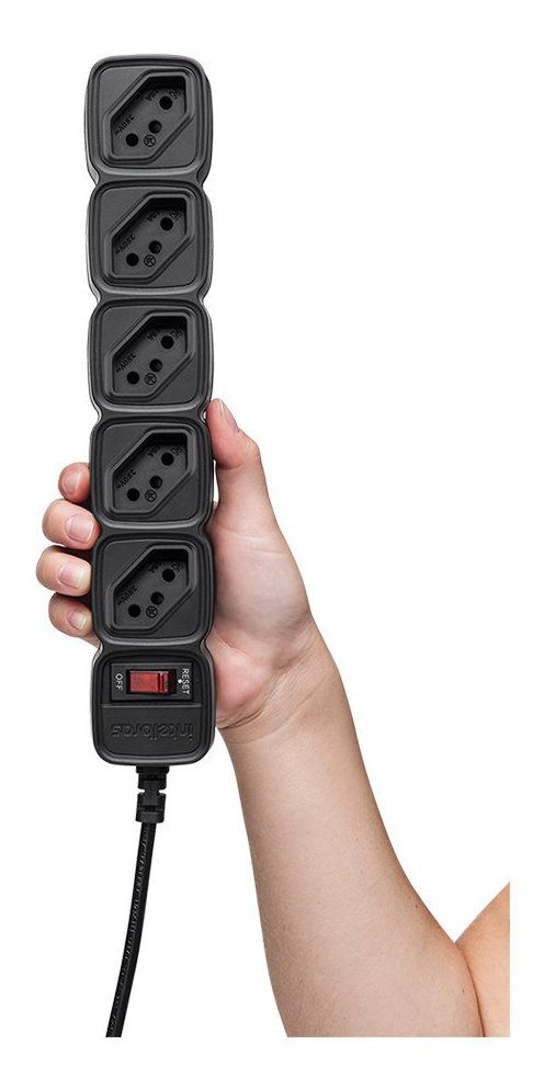 Protetor de Surtos Intelbras EPE 205 Preto 5 Tomadas 10A Bivolt Cabo 1m Filtro de Linha - Imagem 4