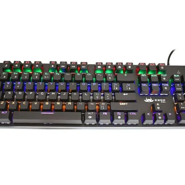 Teclado Mecânico Knup KP-2051 Switch Blue LED Rainbow Anti-Ghosting USB Corpo de Metal