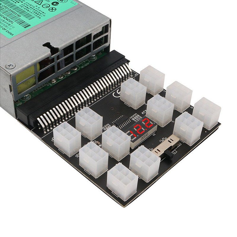 Placa Breakout Board para Fonte Servidor HP 17 Conectores PCIe 6 Pinos com Display LED - Imagem 4