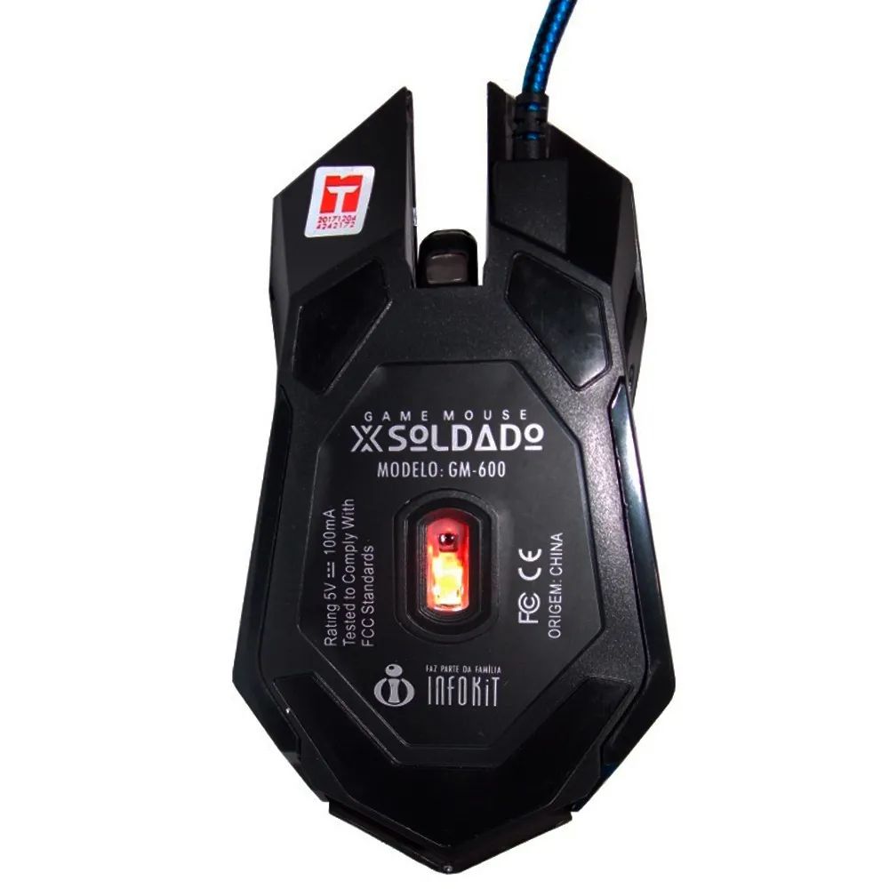 Mouse Gamer Infokit XSoldado GM-600 USB 3200 DPI LED 7 Cores - Imagem 4