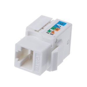 Conector Keystone RJ45 Fêmea CAT6 8 Vias Branco Padrão 110 IDC para Rede de Dados e Voz