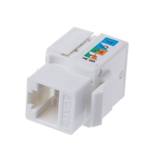 Conector Keystone RJ45 Fêmea CAT6 8 Vias Branco Padrão 110 IDC para Rede de Dados e Voz