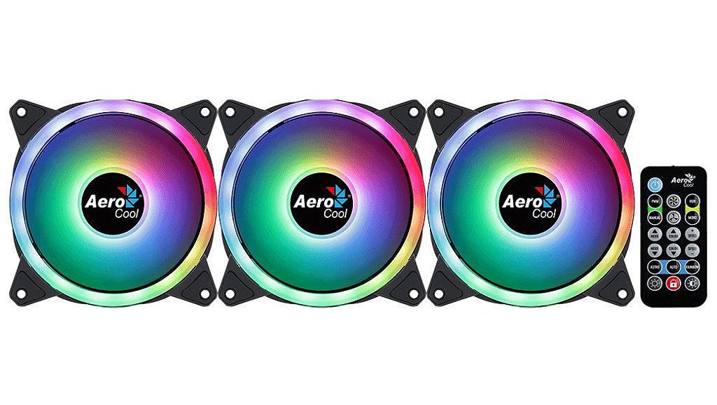 Kit 3 Coolers Fan Aerocool Duo 12 Pro 120mm ARGB Endereçável com Controladora e Controle Remoto - Imagem 2