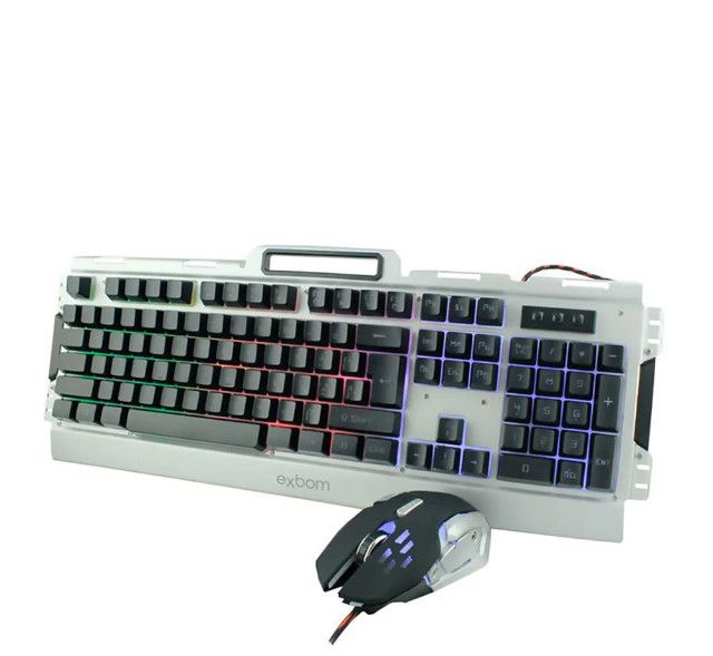 Kit Teclado e Mouse Gamer Exbom BK-G3000 Semi-mecânico USB LED Rainbow ABNT1 Construção em Metal - Imagem 2