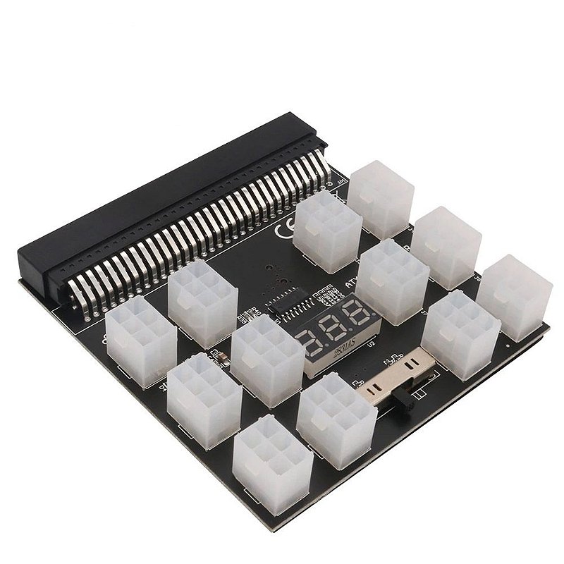 Placa Breakout Board para Fonte Servidor HP 17 Conectores PCIe 6 Pinos com Display LED - Imagem 2