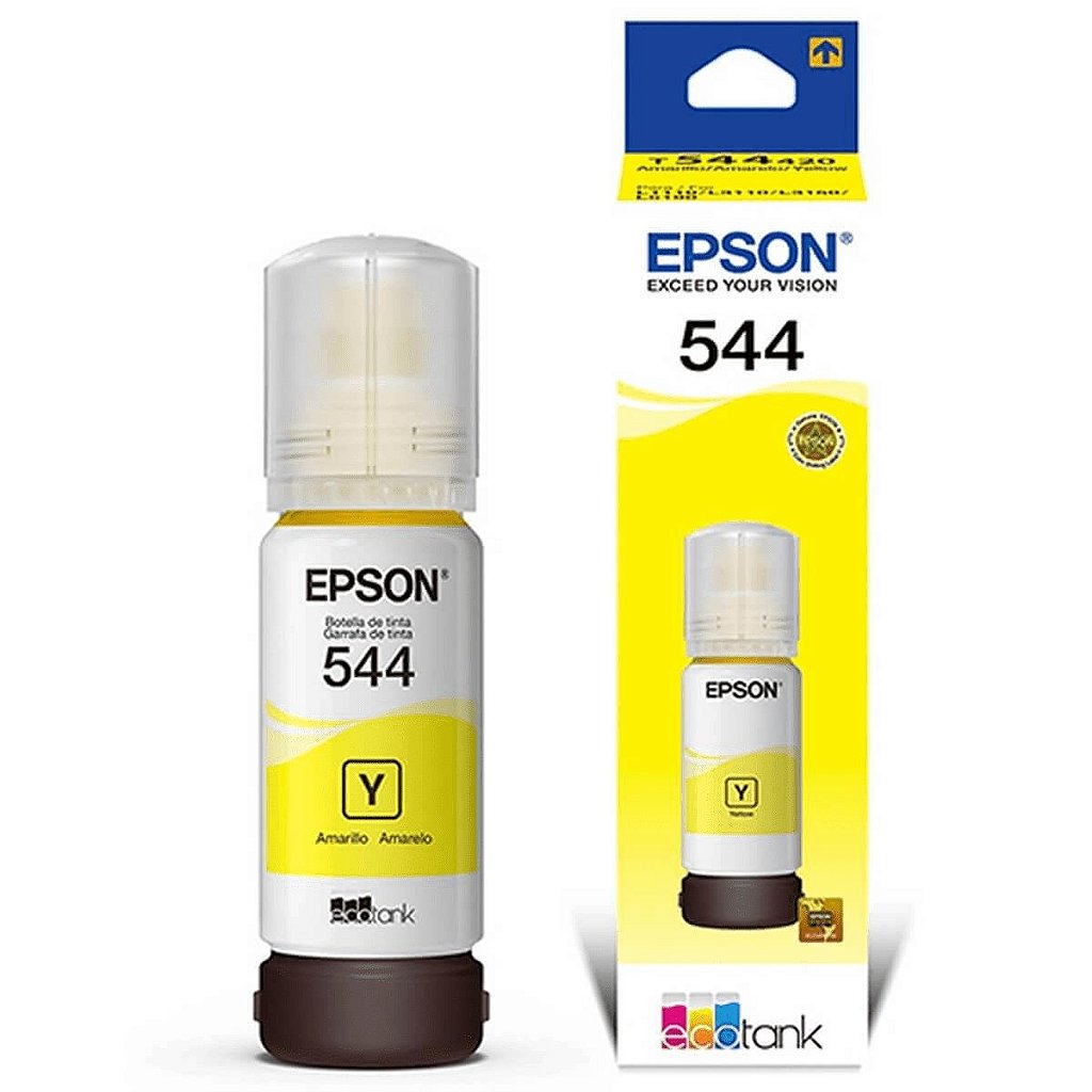 Refil de Tinta Epson T544 420 Amarelo Original 65ml para EcoTank L3110 L3150 L3250 L5590