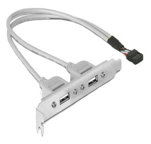 Espelho Traseiro Bracket 2x Portas USB 2.0 com Cabo para Conector 9 Pinos Placa Mãe