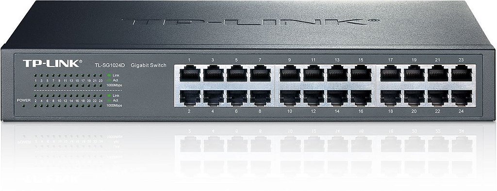 Switch 24 Portas Gigabit 10/100/1000Mbps TP-Link TL-SG1024D Rackmount