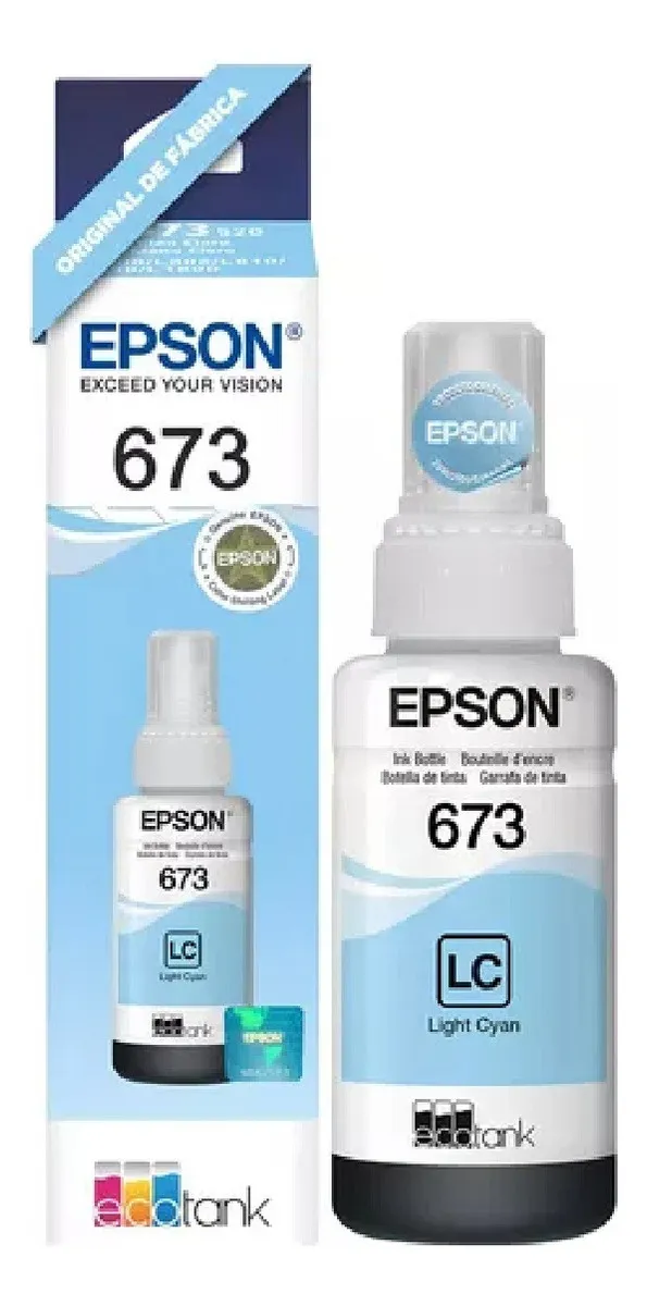 Refil de Tinta EPSON Ciano Claro 70ml Original para EcoTank L800 L805 L810 L850 L1800