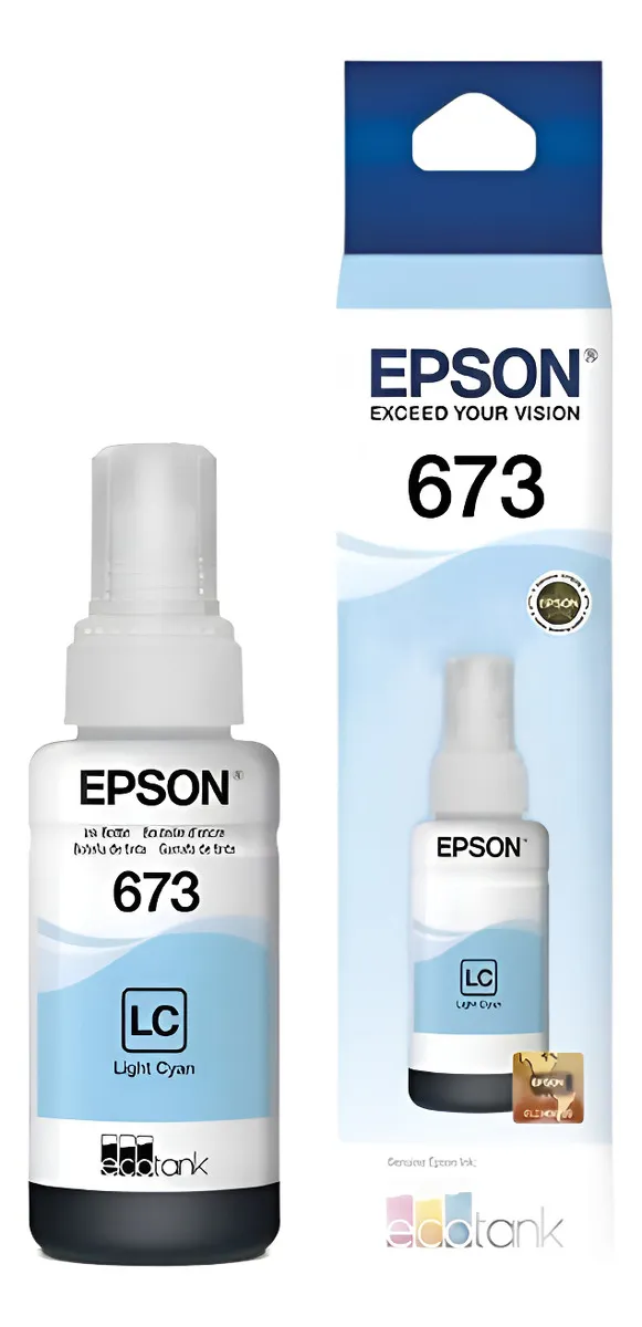 Refil de Tinta EPSON T673520 Ciano Claro 70ml Original para EcoTank L800 L805 L810 L850 L1800