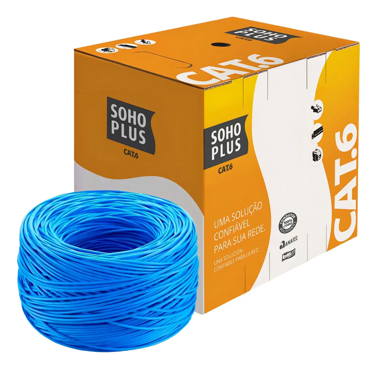 Cabo de Rede FURUKAWA SOHOPLUS CAT6 UTP 24AWG Caixa com 305 Metros Azul