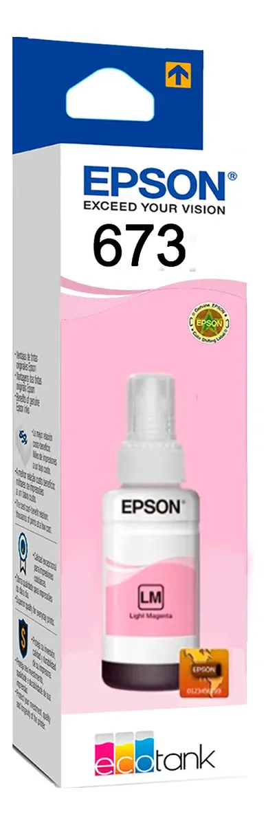 Refil de Tinta EPSON Magenta Claro 70ml T673620 para EcoTank L800 L810 L850 L1800