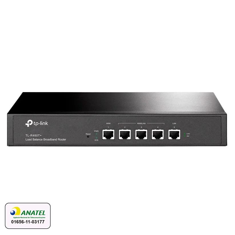 Roteador TP-LINK TL-R480T+ Load Balance Broadband 5 Portas RJ45 com até 4 WAN