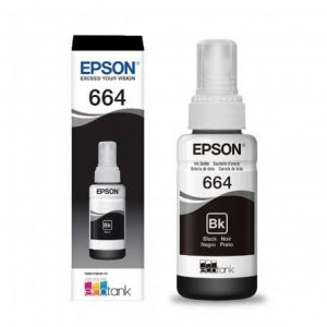Refil de Tinta Epson T664 120 Original Preto 70ml para Impressoras EcoTank L110 L200 L300 L355 L555 L1300