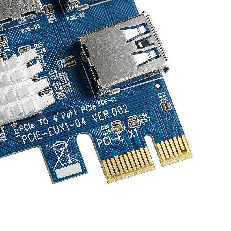 Placa Multiplicadora PCIE 1x para 4 Portas USB 3.0 Adaptador Riser Card Expansor de Slot PCI-Express