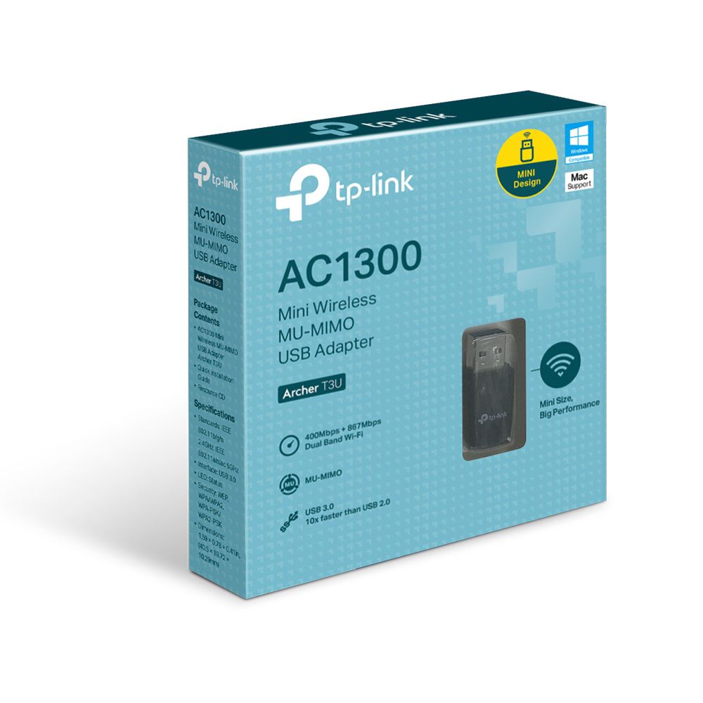 Adaptador USB 3.0 Wireless Archer T3U MINI AC1300 DualBand 867Mbps MU-Mimo TP-Link - Imagem 2