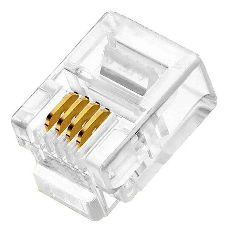 Conector RJ11 4 Vias 4P4C Cristal para Telefonia com Contatos Banhados a Ouro