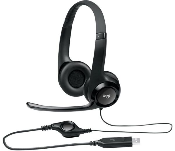 Headset Logitech H390 Áudio Digital em Couro USB Preto