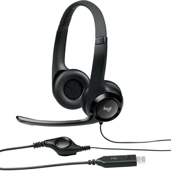 Headset Logitech H390 Áudio Digital em Couro USB Preto