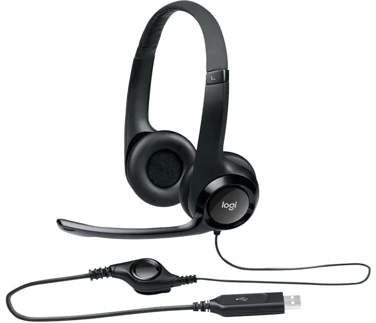 Headset Logitech H390 Áudio Digital em Couro USB Preto