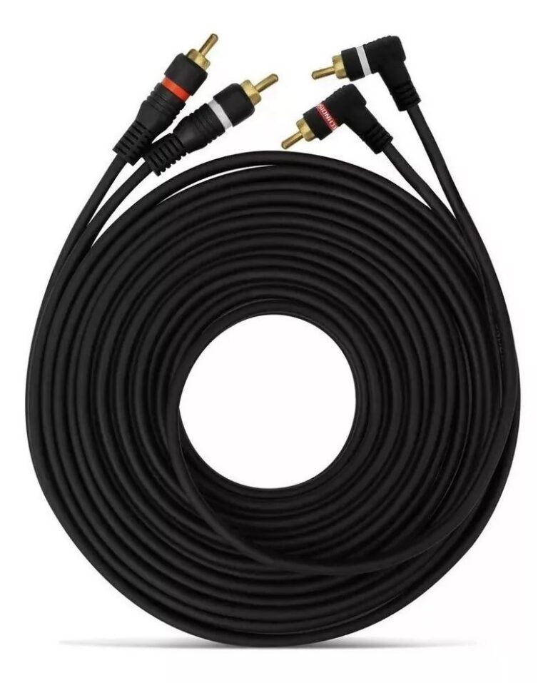 Cabo RCA Macho x RCA 90 Graus 5 Metros 4mm Profissional Cobre Blindado