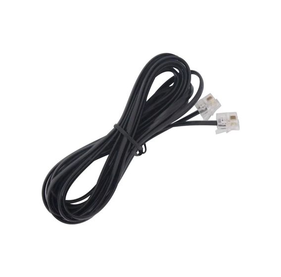 Cabo de Telefone Liso RJ11 Macho 4 Vias 2 Metros Preto para Modem e PABX