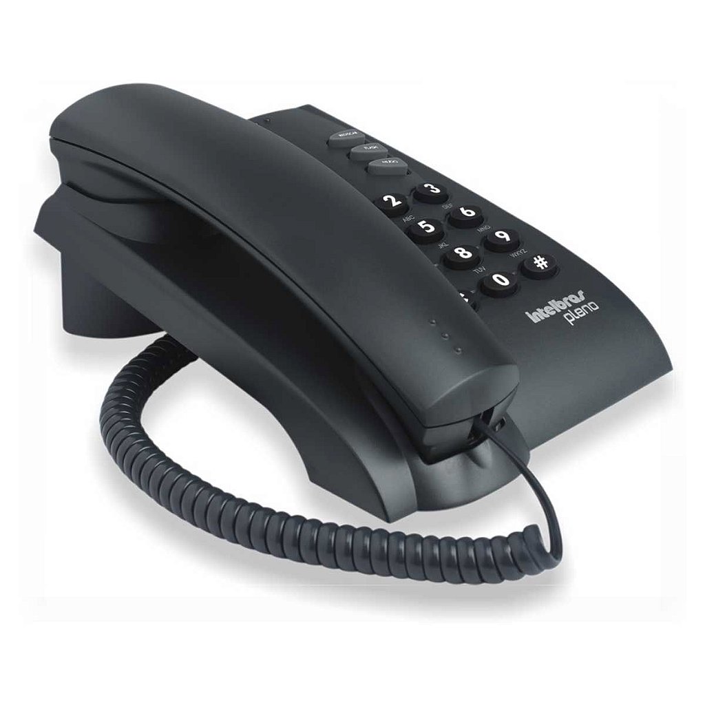 Telefone Fixo com Fio Intelbras Pleno Preto com Bloqueio de Teclado Flash Redial e Mute para Mesa ou Parede - Imagem 2