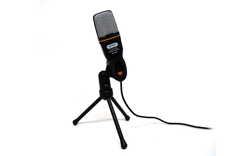 Microfone Condensador de Mesa Knup KP-916 com Conexão USB e Tripé Ajustável Cancelamento de Ruído