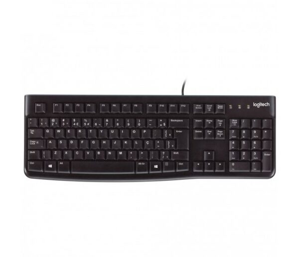 Teclado Logitech K120 USB Padrão ABNT2 Preto Resistente a Derramamentos