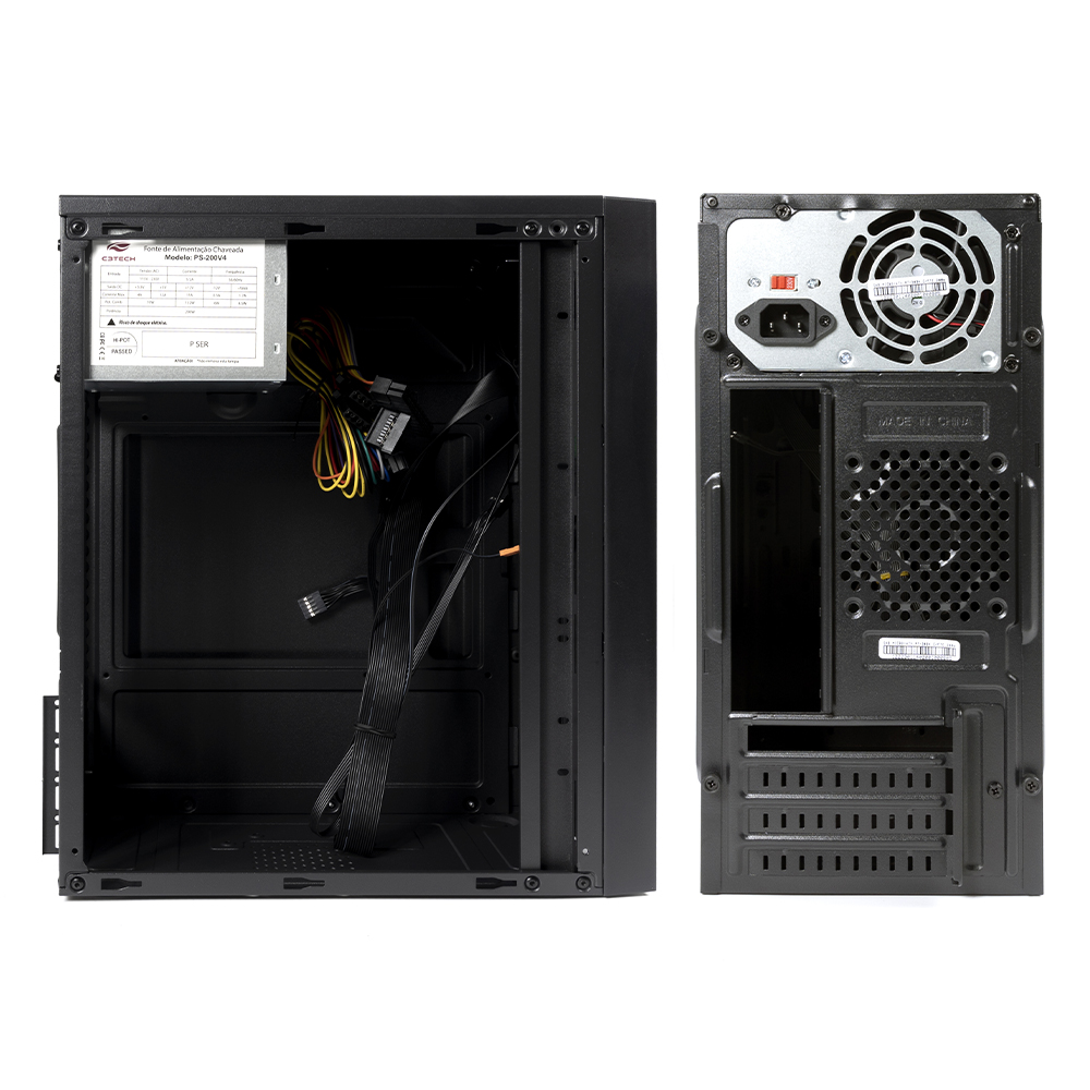 Gabinete C3Tech MT-24V2BK Micro ATX 2 Baias Preto com Fonte 200W ATX USB 2.0 Frontal - Imagem 3