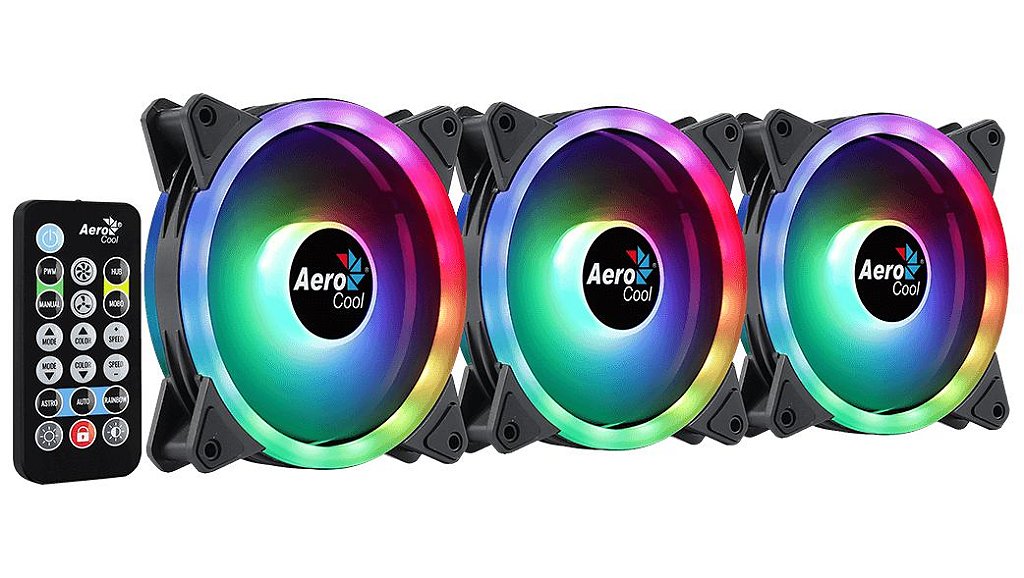 Kit 3 Coolers Fan Aerocool Duo 12 Pro 120mm ARGB Endereçável com Controladora e Controle Remoto - Imagem 3