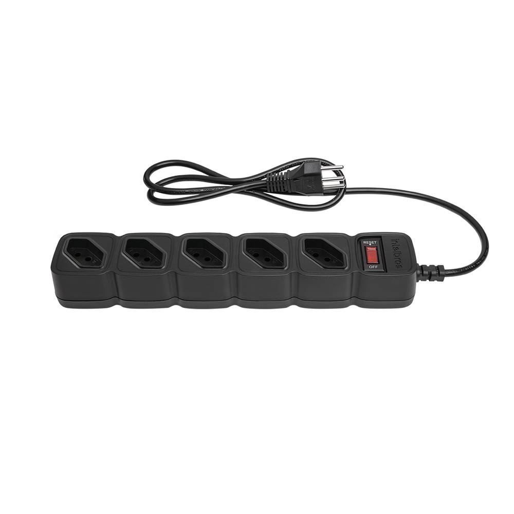 Protetor de Surtos Intelbras EPE 205 Preto 5 Tomadas 10A Bivolt Cabo 1m Filtro de Linha - Imagem 2