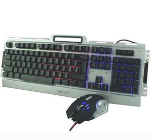 Kit Teclado e Mouse Gamer Exbom BK-G3000 Semi-mecânico USB LED Rainbow ABNT1 Construção em Metal