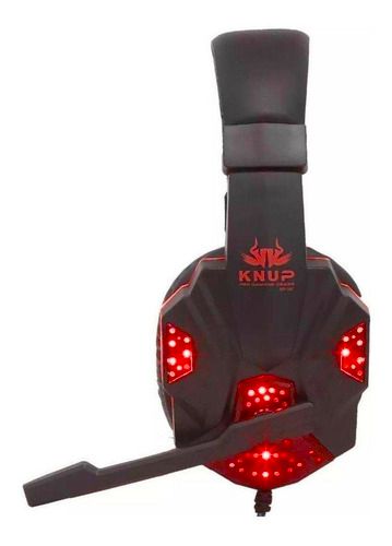 Headset Gamer Knup KP-397 com Microfone LED Vermelho Conexão P2/P3 USB para PC PS4 Xbox Celular - Imagem 5