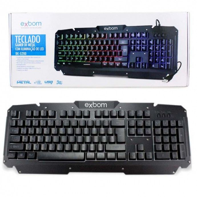 Teclado Gamer Semi-mecânico Exbom BK-G200 USB ABNT com Iluminação LED e Base de Metal - Imagem 3