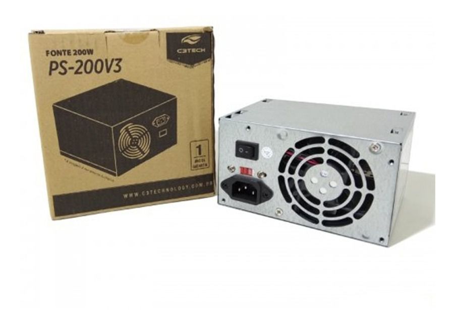 Fonte ATX 200W PS-200V4 C3Tech Bivolt Manual 20+4 Pinos 2x SATA - Imagem 2
