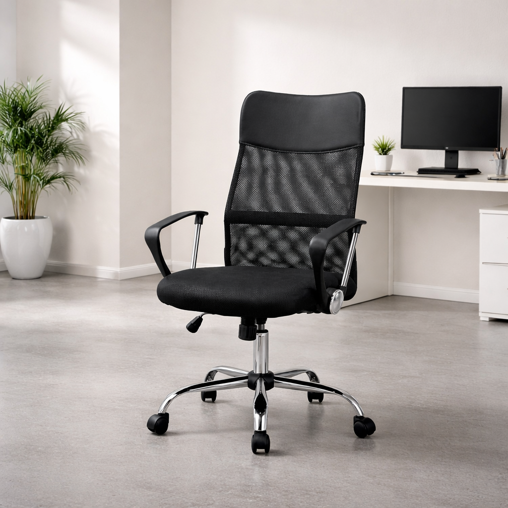 Cadeira Presidente MAXOFFICE MOCH-2001/BK Giratória Tela Mesh com Balanço Suporta 120kg Preta